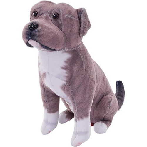 Wild Republic Rescue Dog, Pitbull, Stuffed Animal, with Sound, 5.5 inches, Gift for Kids, Plush Toy, Fill is Spun Recycled Water Bottles