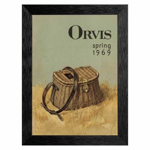 Vintage Fishing Creel Print, 1960s Sporting Catalog Style, Framed Wall Art