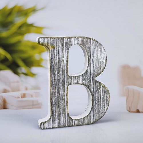 4 Inch Wood Letters Unfinished Rustic Wood Letters for Wall Decor Decorative Standing Letters Slices Sign Board Decoration for Craft Home Party Projects (B)
