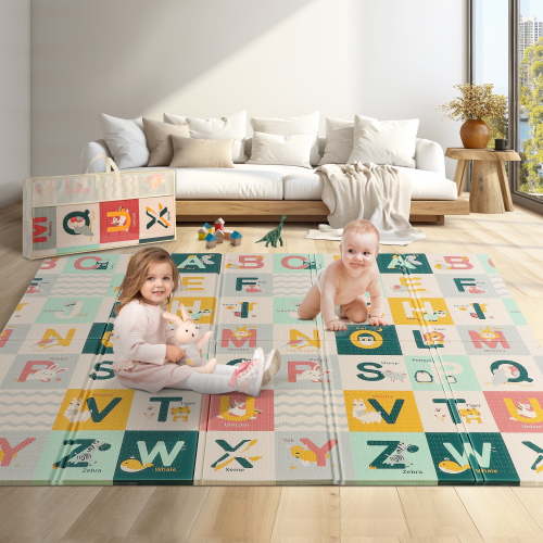 Doulami Baby Mat Folding Baby Play Mat Extra Large XPE Foam Baby Mat 79" x 71" Double-sided Baby Crawling Mat Waterproof Anti-Slip Reversible Mat for Toddlers Kids
