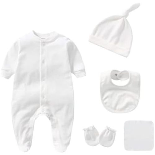 Newborn Boy Girl Clothes Sets Cotton Long Sleeve Romper Jumpsuits Unisex Outfits With Baby Mittens Hats Gloves