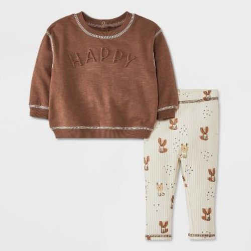 Grayson Mini Baby Happy Pullover Sweater & Bottom Set - Brown, Size: Infant6-9M
