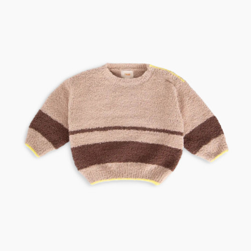7AM Enfant Striped Sweater - Pecan, Choco, 6-9 M