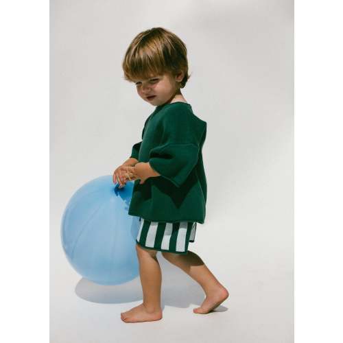 Knitted Striped Shorts- Green