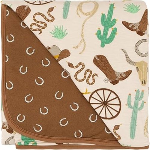 Little Sleepies Cloud Blanket, Soft Viscose from Bamboo Toddler & Baby Blanket for Boys & Girls, Lightweight, Perfect for Hot Sleepers, 50" x 50", Large (Caramel Ready to Rodeo)
