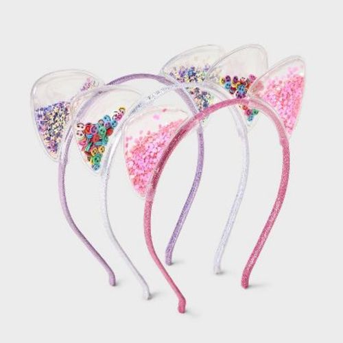 Girls' 3pk Shaker Cat Ears Headband - Cat & Jack™: Fashion Hair Accessories, Solid Pattern, All Hair Types, Ages 3+