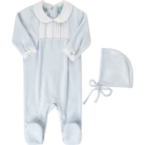 Velour Footie & Hat Set