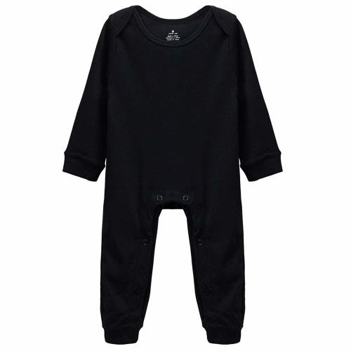 Long Sleeve Solid Baby Cotton Extender Bodysuit Boy Girl Unisex Romper Black (0-3 Months)