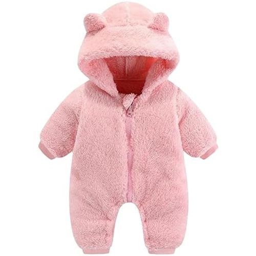Newborn Baby Fleece Furry Snowsuit Winter On𝐞sie Cartoon Bear Ear Warm Hooded Outfits for Infant Girls Boys