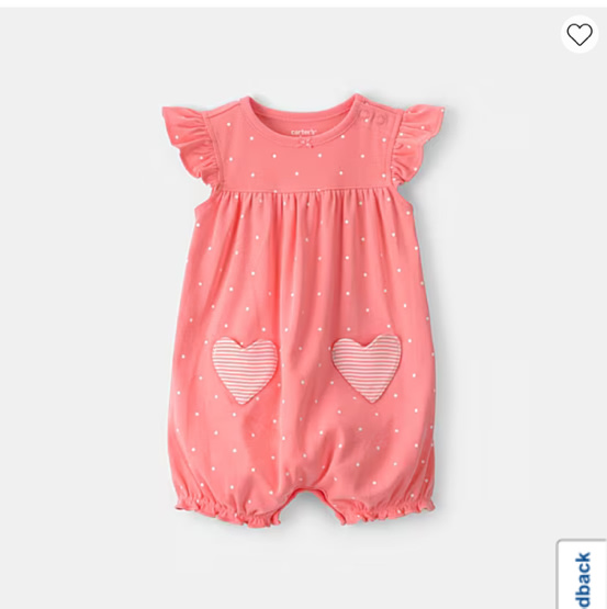 Carter's Baby Girls Short Sleeve Hearts Romper, Color: Pink - JCPenney