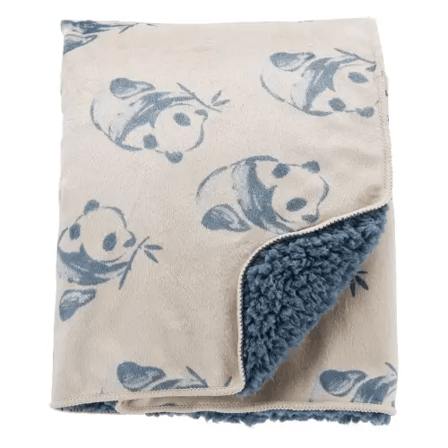 Baby Panda Plush Blanket - Blue