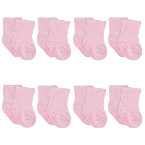8-Pack Baby &amp; Toddler Light Pink Wiggle Proof® Jersey Crew Socks