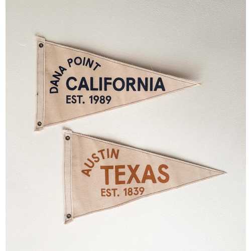 Custom Text Canvas Pennant Flag, Personalized Wall Banner