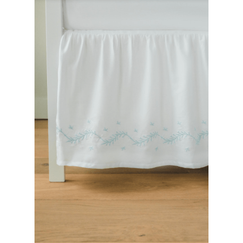Embroidered Crib Skirt, Sky Blue