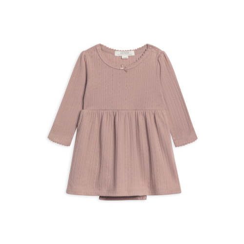 Willa Brushed Back Pointelle Long Sleeve Bodysuit Dress