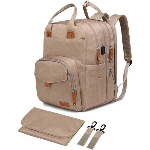 Extra Large Diaper Bag for 2 Kids - Expandable 35L Twin Diapers Bags Backpack with 4 Insulated & 16" Laptop Pocket & 2 Compartments - Big Baby Backpacks - Travel Pañaleras Para Bebe, Unisex