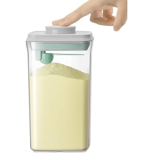 Airtight Food Storage Container Formula Dispenser with Spoon BPA-Free Milk Powder Container for Home Travel 2000ML / 2.0 Qt, No Scraper Design