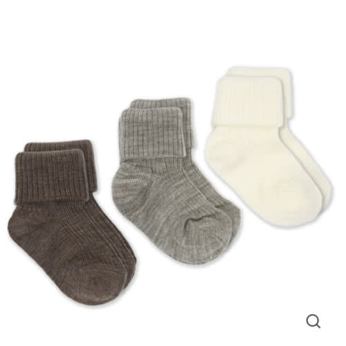 Wool Socks, Baby and Toddler, Brown-Gray & White