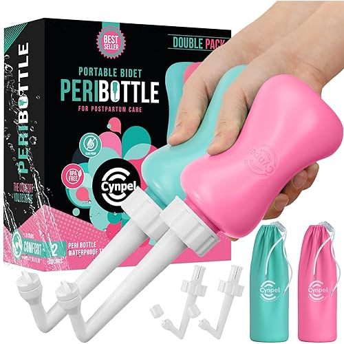 Peri Bottle - Postpartum and Perineal Care - Portable Travel Bidet Sprayer for Women or Men - Handheld Jet Spray Bottle for Toilet - New Mom After Birth Recovery Essentials Feminine Care 2-pack