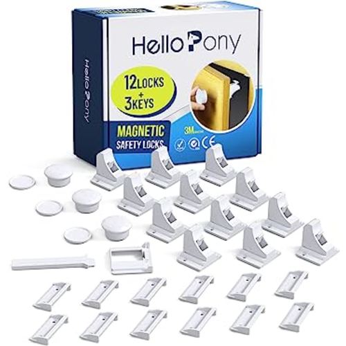 Upgraded (12Locks and 3Keys) Baby Proofing Magnetic Safety Locks with 3M Adhesive,One Minute Fast, Easy and No Drill Installation
