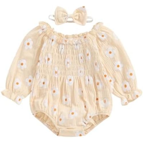Baby Girl Romper Newborn Floral Outfit Flower Long Sleeve Bodysuit Playsuit Infant Girls Fall Winter Clothes