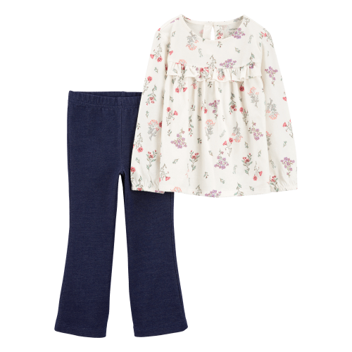 Baby 2-Piece Floral Long-Sleeve Floral Top & Pull-On Flare Pant Set - Carter's | Carter's