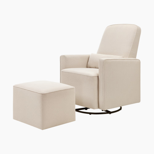 daVinci Olive Glider and Ottoman - Cream With Cream Piping