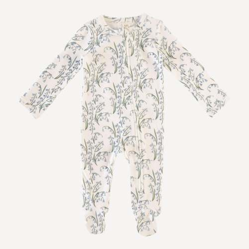 long sleeve zipper footie | bluebells | organic cotton interlock
