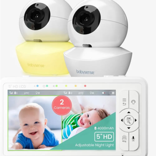 Babysense HD S2: Video Baby Monitor with 2 Cameras, Non Wifi, Split Sc