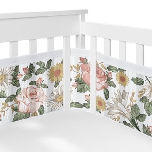 Vintage Floral Boho Girl Sweet Jojo Designs+ BreathableBaby Breathable Mesh Crib Liner Bohemian Farmhouse Sage