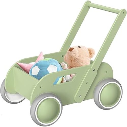 Wooden Baby Walker,Baby Push Walker, Adjustable Speed Baby Walker for Boys and Girls, Baby Activity Center, Gift for Birthday, Christmas and New Year Green