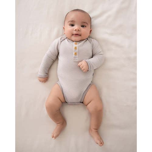 Dove Gray Stripe Henley Bodysuit – Little Sleepies