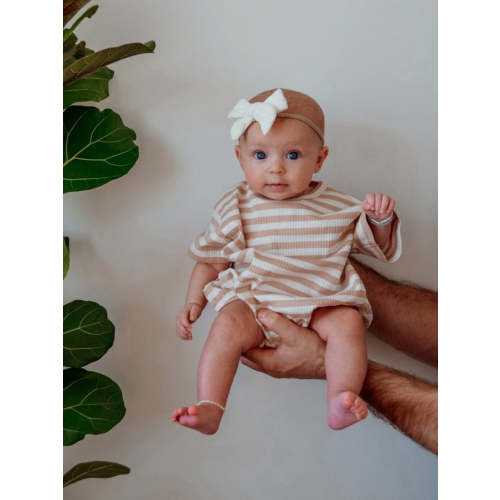 Tan Stripe / Organic Ribbed T-Shirt Bubble