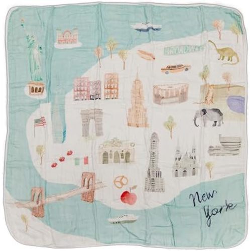 Loulou Lollipop Muslin Quilt Blanket for Baby & Toddler, 4-Layer Tanboocel & Cotton, Soft Breathable Lightweight Quilt for Tummy Time, Stroller, Play Mat & Toddler Naps, 47” x 47” - New York City