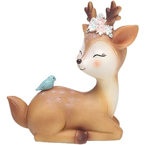 4.3 Inch Woodland Animal Deer Cake Topper Cute Baby Shower Party Decoration Deer Figurines Toy Christmas Miniature Doe Fawn Resin Ornament for Birthday Wedding Anniversary