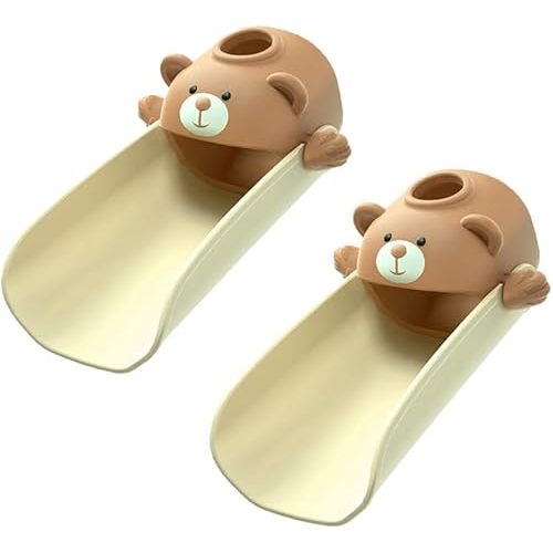DLUCKY Faucet Extender for Sink Easy Use Sink Faucet Extenders with Temperature Sensitive for Toddlers, Kids Hand Washing Faucet Extension for Bathroom Sink, Kitchen, Brown*2