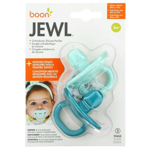 Boon Jewl, Orthodontic Silicone Pacifier, 3 Months+, 2 Pacifiers