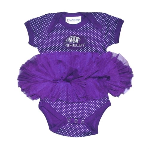 Shelby Pin Dot Tutu Infant Onesie in Purple | Shelby Store