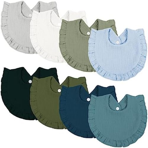 Omisy 8 Pack Baby Bibs, Drooling Toddler Cotton Snap Bibs for 2-36 Months Baby Girls and Boys, Absorbent Teething Bibs