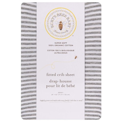 Burt’s Bees Baby Striped Fitted Crib Sheet Organic Cotton