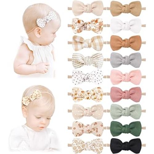 18 Packs Baby Girl Bows Soft Nylon Headbands Hair Bows