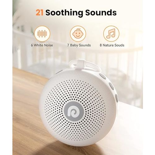 Dreamegg White Noise Machine - Portable Sound Machine for Baby Adult, Features Powerful Battery, 21 Soothing Sound, Noise Canceling for Office & Sleeping, Sound Therapy for Home, Travel, Registry Gift
