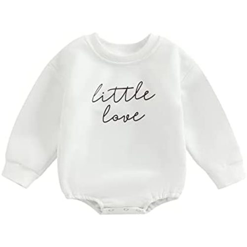 FYBITBO Baby Girl Boy Crewneck Sweatshirt Bubble Romper Long Sleeve Shirt Onesie Valentines Day Outfit Fall Clothes