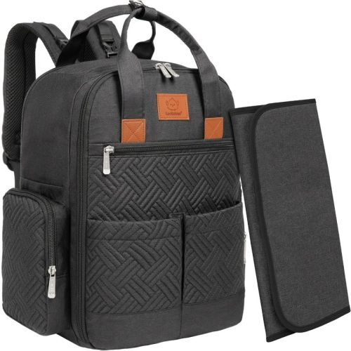 Keababies Bree Diaper Bag Backpack, Waterproof Baby Diaper Bags With Changing Pad, Girl, Boy, 2 Kids Travel Essentials (charcoal)