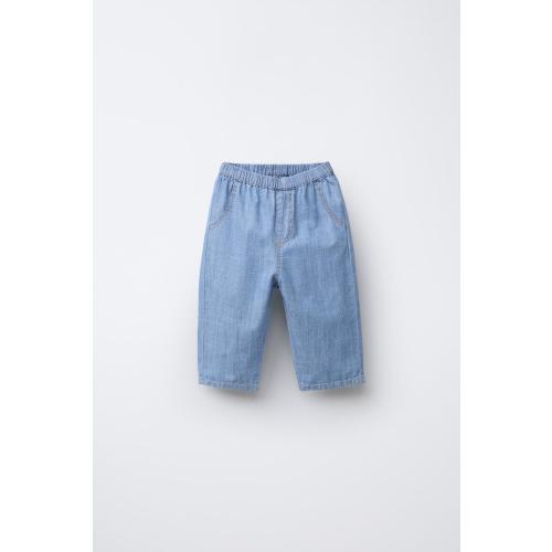 FLOWY FAUX DENIM PANTS - Mid-blue | ZARA United States
