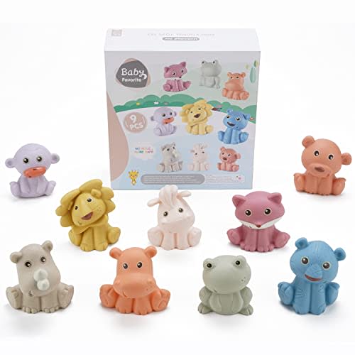 AMCHSURI Mold Free Animal Baby Bath Toys for Toddlers/ Infants 6 - 12 Months 9 Pack No Hole Bathtub Toys Eco-Friendly Non Toxic Bathtub Float Toy for Water Play Kids