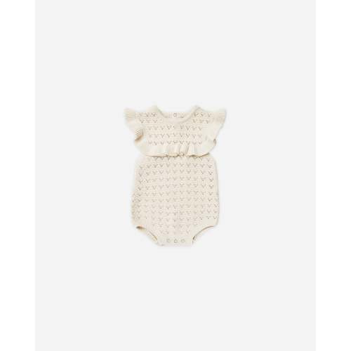 Pointelle Ruffle Romper || Natural
