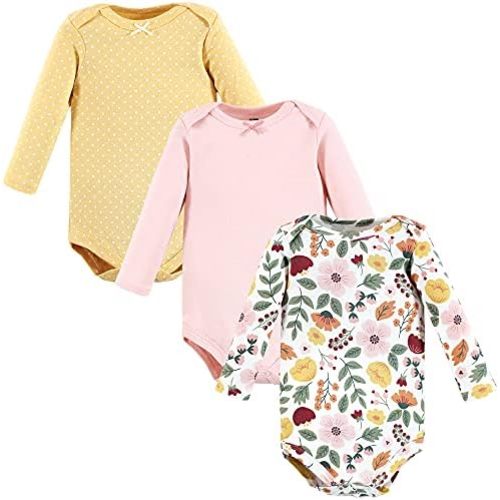 Hudson Baby Baby Girls Cotton Long-sleeve Bodysuits 3-pack