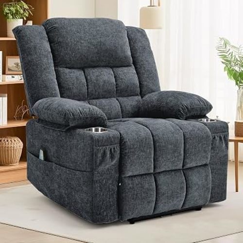 Korser Recliner Chair for Adults, Wall Hugger RV Recliner with Massage and Heating, Zero-Gravity Recliners, Electric Power Recliner Chair for Living Room, Bedroom, Home, Theater Seating (Darkgrey)