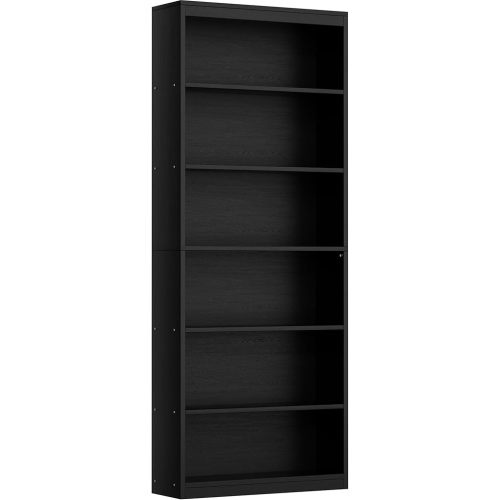 Shintenchi 6-Tier Bookshelf, Tall Bookcase & Display Storage Shelves, Black